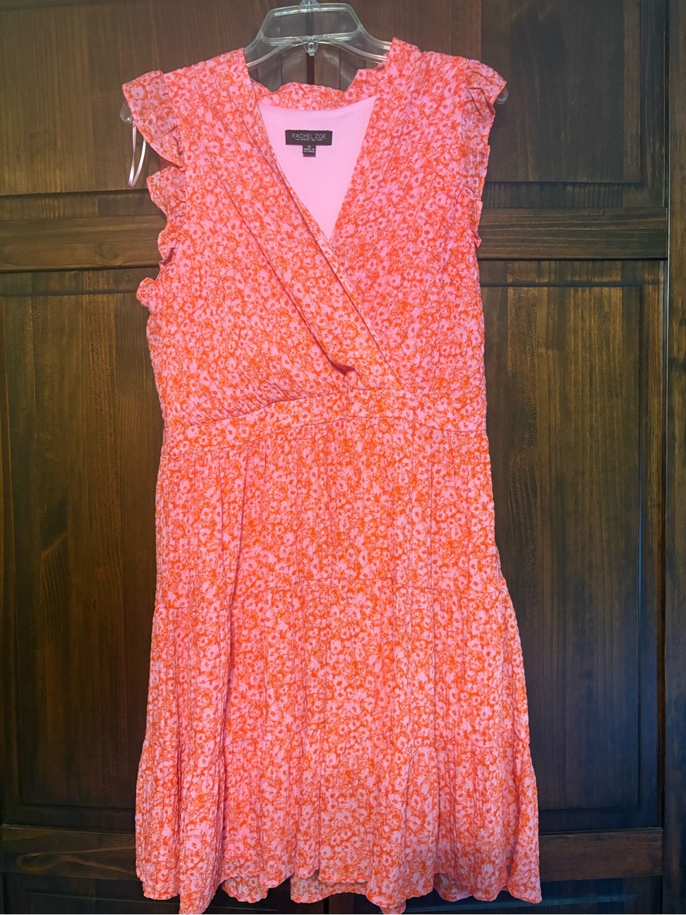 Rachel Zoe Coral Floral Midi Wrap Dress